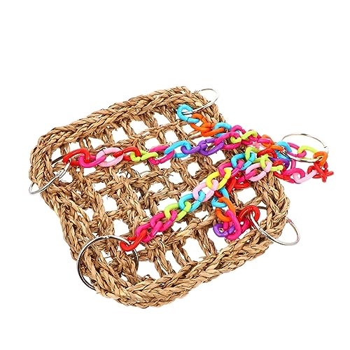 Amosfun Papageien-hängebrücke Kauspielzeug Schaukel Vögel Schwingen Vogelhaus Papageienbett Papageiennest Haustierzubehör Papageienständer Papageienhängematte Vogelkäfig Beissen Strohseil von Amosfun