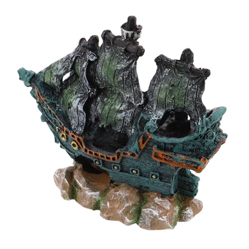 Amosfun Schiffswrack-Dekoration Für Aquarium Naturgetreues Harz-Ornament Fischversteck Meereslandschaftsdekor Für Aquarien Aller Wasserfestes Aquarium-zubehör von Amosfun
