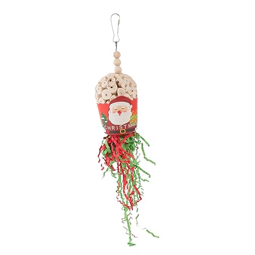 Amosfun Spielzeug Für Weihnachtsvogelspielzeug Kausnack Für Den Urlaub Hängendes Papageien-kauspielzeug Papageien Zerkleinern Spielzeug Vogelkäfig-Spielzeug Weicher Ball Hölzern Der Vogel von Amosfun