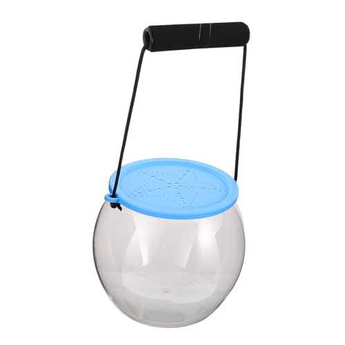 Amosfun Transparenter Tragbarer Runder Fischbehälter mit Deckel und Griff Robustes Kunststoff Aquarium für Krabben Muscheln und Kleine Meerestiere für Strand und Outdoor Aktivitäten von Amosfun