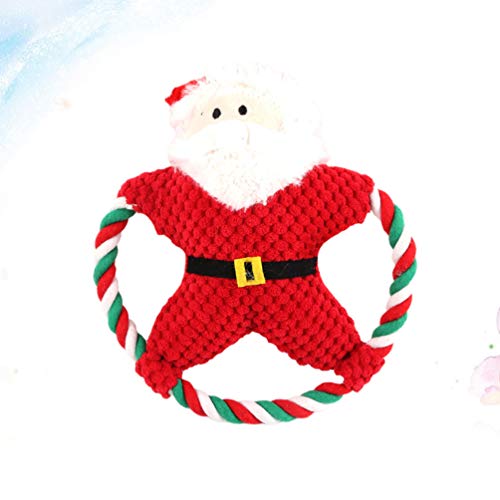 Amosfun Weihnachten Haustier Hund Spielzeug Weihnachten Zähneknirschen Sound Plüschtier Urlaub Haustier Weihnachtsmann Spielen Spielzeug (rot) von Amosfun