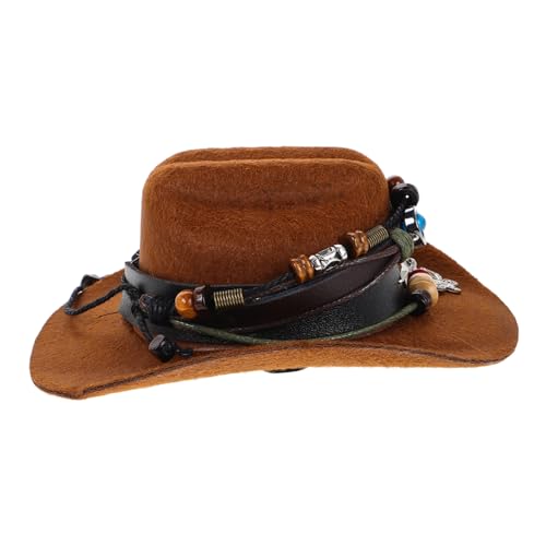 Amosfun Westliches Autozubehör Auto Innenraum zubehör Auto Innenraum Accessoire Westernhut Cowboy-Kostüm für Hunde Zubehör für Rückspiegel Hundepartyhut Cowgirl-Hut Cowboyhüte Polyester von Amosfun