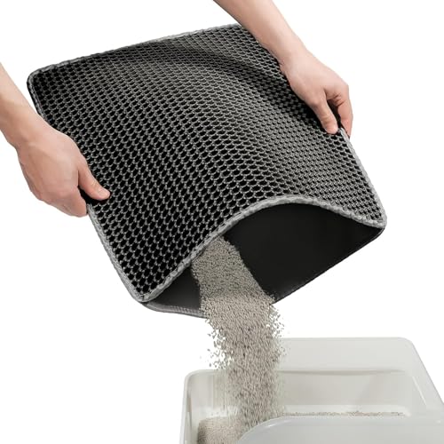 Katzenklo Matte - Doppelschichtiges Honeycomb - Design, urin- und wasserdicht, rutschfest & einfach zu reinigen, ideale Katzenstreu Matte für alle Katzenmatte Katzenklo (#1, 45 * 60cm) von AmourGlint