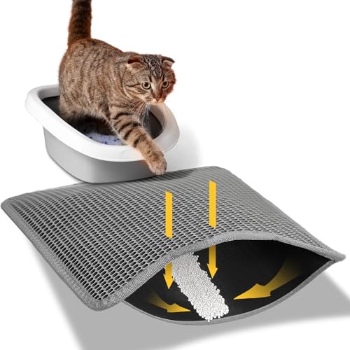 Katzenklo Matte - Doppelschichtiges Honeycomb - Design, urin- und wasserdicht, rutschfest & einfach zu reinigen, ideale Katzenstreu Matte für alle Katzenmatte Katzenklo (#2, 30 * 45cm) von AmourGlint