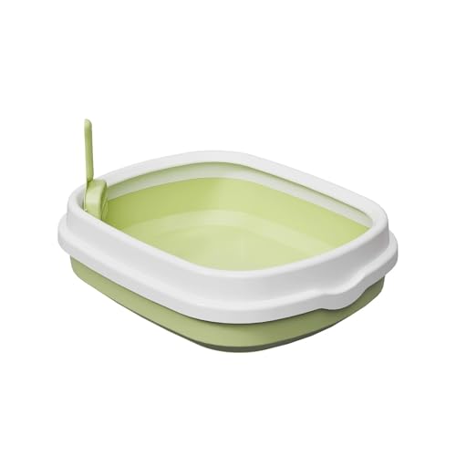 Open Top Katzenstreu Box, Halb Eingeschlossen, Anti-Spritz Design, Einfach Zu Reinigen, Kommt Mit Scoop. Ideal Für Indoor Katzen, Kätzchen Und Kleine Haustiere. (#Green, M) von AmourGlint