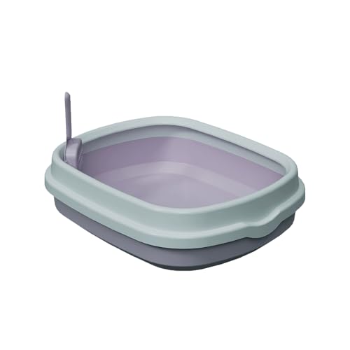Open Top Katzenstreu Box, Halb Eingeschlossen, Anti-Spritz Design, Einfach Zu Reinigen, Kommt Mit Scoop. Ideal Für Indoor Katzen, Kätzchen Und Kleine Haustiere. (#Purple, L) von AmourGlint