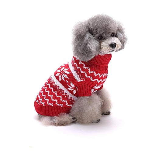 AMOYER 1pc Weihnachts Haustier Hund Pullover Strickte Pullover Für Mini Midium Hunde Weiche Warme Nette Hundejacke Wintermantel Rentier von AMOYER