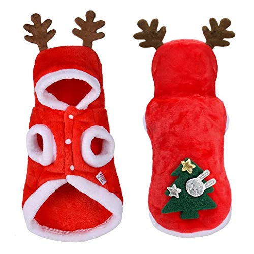 AMOYER 1pc Weihnachtshundekleidung Kleine Hunde Weihnachtsmann-kostüm Für Mops Chihuahua Yorkshire Weichen Winter Hoodie Haustier-Katzen-Jacke Haustier Kleidung von AMOYER