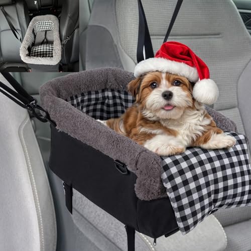 Amremsu Hundekonsolen-Autositz, Metallrahmen, Haustier-Autositz, weich gepolstert, verbesserter tragbarer Sicherheits-Boostersitz mit abnehmbarer Kopfstütze, kleiner Hunde-Autokonsolen-Sicherheitssitz Amremsu Hundekonsolen-Autositz, Metallrahmen, Haustier-Autositz, weich gepolstert, verbesserter tragbarer Sicherheits-Boostersitz mit abnehmbarer Kopfstütze, kleiner Hunde-Autokonsolen-Sicherheitssitz von Amremsu
