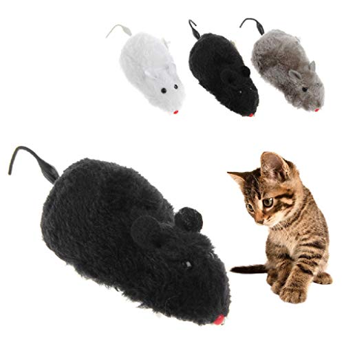 Amsixo Aufzieh-Maus-Spielzeug, lustiges Plüsch-Maus-Spielzeug, interaktives Spielzeug für Haustiere, für Spielzeug, Uhrwerk, Spielzeug für Indoor-Katzen von Amsixo