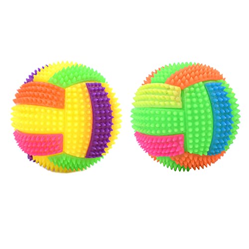 Amsixo Hundespielzeug, Ball, bunt, mit leichten Zähnen, Kauspielzeug, Quietschgummi, für kleine und große Hunde, Quietschball, langlebig, klein von Amsixo