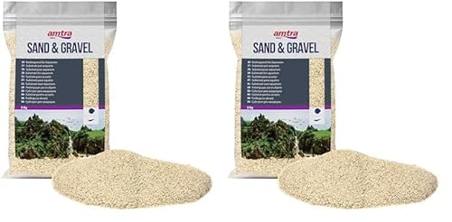 AMTRA White Quartz – Feiner weißer Quarz-Aquariumsand, für Süß- oder Salzwasser, 0,1–0,7 mm Körnung, Menge 5 kg (Packung mit 2) von Amtra