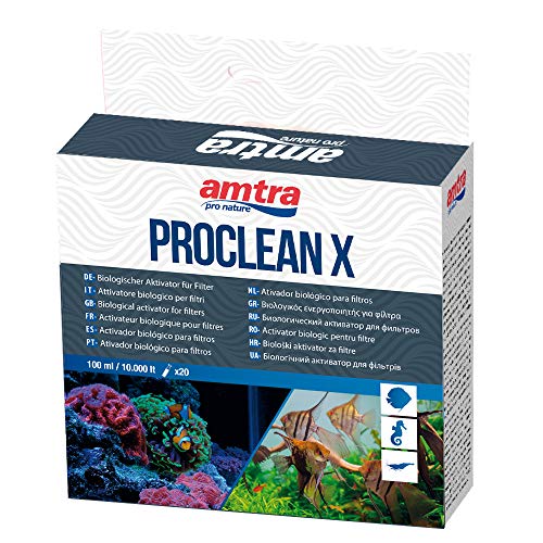 Amtra PROCLEAN X - Bakterienaktivator für Süß- und Meerwasseraquarienfilter, Aktivator des Stickstoffkreislaufs. Formatieren Sie 20 Fläschchen x 5 ml von Amtra