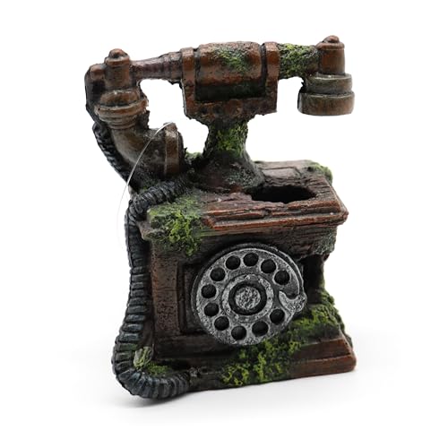 Amtra Deko Telefon Vintage - Dekoration Aquarium Süßwasser und Meerwasser aus Harz, für Aquarien und Fischbecken, ungiftig, 12 x 6,5 x 12,5 cm von Amtra