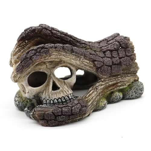 Amtra Deko Totenkopf für Aquarien und Süßwasser aus Kunstharz, Holzoptik, für Aquarien und Fischbecken, ungiftig, 13 x 10,5 x 8,3 cm von Amtra