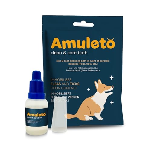 Amuleto Milben und Flohshampoo für Hunde & Katzen - Milbenmittel 2X 15ml Konzentrat - Parasiten Shampoo - Lindert Juckreiz, spendet Feuchtigkeit, beruhigt gereizte Haut - Clean & Care Bath Amuleto Milben und Flohshampoo für Hunde & Katzen - Milbenmittel 2X 15ml Konzentrat - Parasiten Shampoo - Lindert Juckreiz, spendet Feuchtigkeit, beruhigt gereizte Haut - Clean & Care Bath von Amuleto