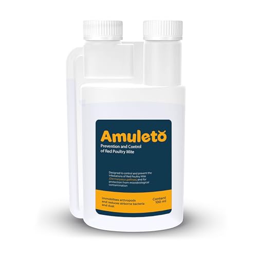 Amuleto Mite Control & Prevention Hühnermilbenspray – 100ml – Giftfrei – Effektive Lösung gegen Hühnermilben im Stall – Schutz für Hühner & Zubehör – Mittel gegen roten Milben Amuleto Mite Control & Prevention Hühnermilbenspray – 100ml – Giftfrei – Effektive Lösung gegen Hühnermilben im Stall – Schutz für Hühner & Zubehör – Mittel gegen roten Milben von Amuleto