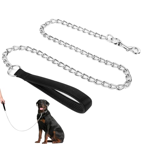 Hundeleine mit Metallkette, 1,2 m, strapazierfähig, mit weichem Nylon-Griff, für kleine, mittelgroße und große Hunde Hundeleine mit Metallkette, 1,2 m, strapazierfähig, mit weichem Nylon-Griff, für kleine, mittelgroße und große Hunde von Amusingtao