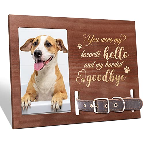 Amyhill Hunde-Gedenk-Bilderrahmen aus Holz, personalisierbar, PET-Halsbandrahmen, Hunde-Bilderrahmen, PET-Gedenkrahmen, Hunde-Gedenkgeschenke für den Verlust von Hund, Katze, Trauerfoto, Andenken von Amyhill