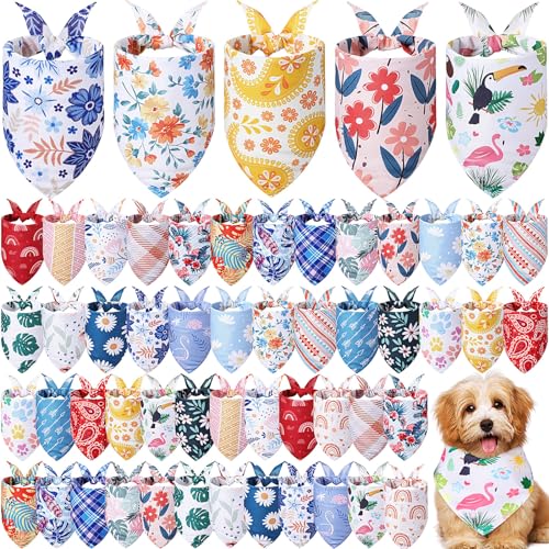 Amylove Hundehalstücher für Sommer, Frühling, Welpen, Blumen, Urlaub, waschbar, Dreieckstücher, Halstücher, Haustierkostüm, Hundeoutfit für kleine bis mittelgroße Mädchen und Jungen, Blattmuster, 50 Amylove Hundehalstücher für Sommer, Frühling, Welpen, Blumen, Urlaub, waschbar, Dreieckstücher, Halstücher, Haustierkostüm, Hundeoutfit für kleine bis mittelgroße Mädchen und Jungen, Blattmuster, 50 von Amylove