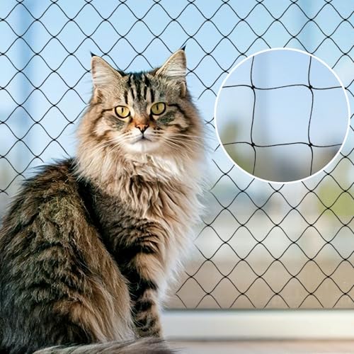 AnExer Katzennetz für Balkon 8x3 m Balkon Netz für Katze Hund Haustier, Katzennetz Fenster Balkonnetz, Nylon-Multifilament Robust, Langlebig, UV- und Wetterfest, Netz Balkon (Schwarz) von AnExer