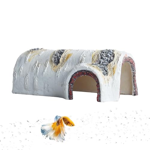AnRui Aquarium-Versteckhöhle aus Kunstharz, halber Holzpfahl für Betta-Aquarium-Dekoration und Buntbarsch-Lebensraum von AnRui