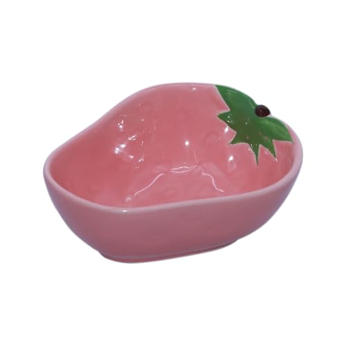 AnRui Keramik Hamster Futternapf Leicht zu Reinigen Spritzwassergeschützt Kleintier Schüssel für Hamster/Meerschweinchen/Chinchilla/Igel/Hund/Katze (Erdbeerrosa) von AnRui