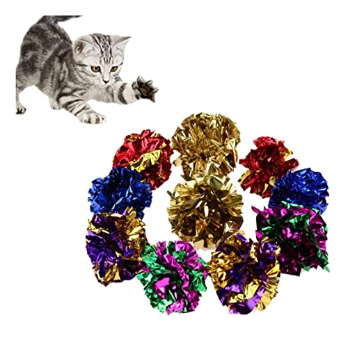 Anawakia 10 Stück Katzenspielzeug Ball für Katzen, Kugel aus Papier, Pailletten, Spielzeug für Katzen, interaktives Spielzeug Anawakia 10 Stück Katzenspielzeug Ball für Katzen, Kugel aus Papier, Pailletten, Spielzeug für Katzen, interaktives Spielzeug von Anawakia