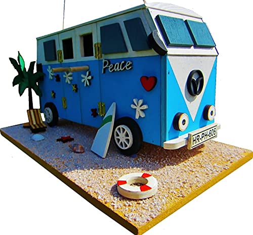 Hüwüknü Nistkasten Camper, Hipppi Mobil, Vogelhaus zum Aufhängen, für Singvögel wie Spatzen, Meisen, Handarbeit aus Holz, bunt, für Garten, Terasse, Balkon, Voliere Hüwüknü Nistkasten Camper, Hipppi Mobil, Vogelhaus zum Aufhängen, für Singvögel wie Spatzen, Meisen, Handarbeit aus Holz, bunt, für Garten, Terasse, Balkon, Voliere von Hüwüknü