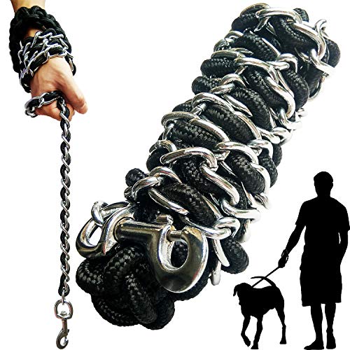 Hundeleine aus Metall mit Haustierhalsband, strapazierfähig, Anti-Biss-Kette, Seilhaken für mittelgroße und große Hunde (groß) von AncBace