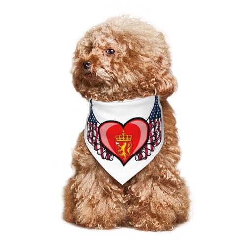 Amerikanische Flaggenflügel mit norwegischem Wappen, Welpenhalstuch, Hunde- und Katzenhalstücher, Sommer-Hundeschal für kleine, mittelgroße und große Hunde, atmungsaktiv, weich, bequem, Haustierbeklei von Anceky
