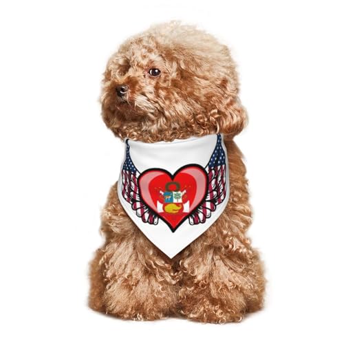 Amerikanische Flaggenflügel mit peruanischem Wappen, Welpenhalstuch, Hunde- und Katzenhalstücher, Sommer-Hundeschal für kleine, mittelgroße und große Hunde, atmungsaktiv, weich, bequem, Haustierbeklei von Anceky