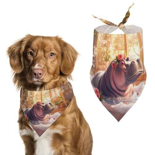 Badezimmer-Hippo-Toiletten-Hunde-Bandana, verstellbar, für Haustiere, Lätzchen, dreieckig, Halstuch für kleine und mittelgroße Hunde und Katzen Badezimmer-Hippo-Toiletten-Hunde-Bandana, verstellbar, für Haustiere, Lätzchen, dreieckig, Halstuch für kleine und mittelgroße Hunde und Katzen von Anceky