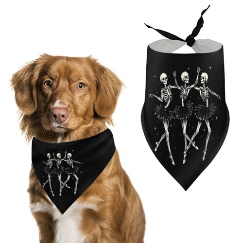 Ballerina-Skelett-Tanz-Hundehalstuch, verstellbar, dreieckig, für kleine und mittelgroße Hunde und Katzen von Anceky