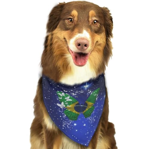 Brasilien Brasilianische Schmetterlingsflagge Weiches Hunde-Bandana-Schal Dreieckiges Halstuch Haustierzubehör für Hunde und Katzen60 von Anceky