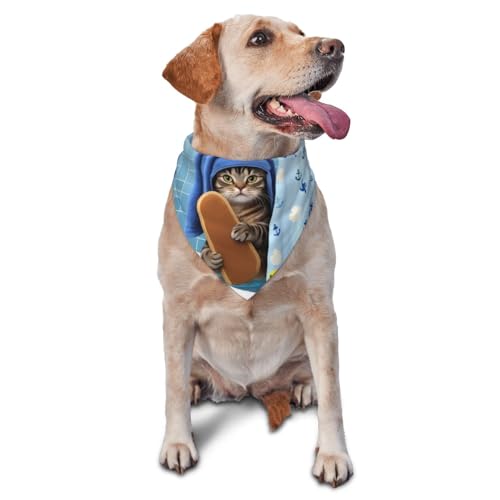 Dreieckiges Hundehalstuch, Haustierlätzchen für den täglichen Gebrauch und als Geburtstagsgeschenk für Katzen und Hunde – Lustige Katze beim Baden von Anceky