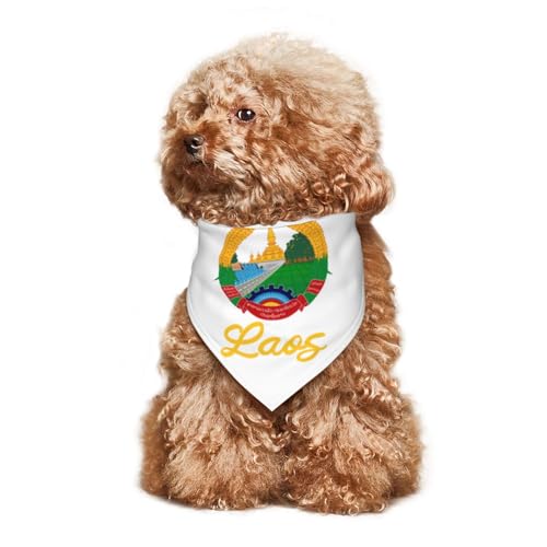 Emblem von Laos, Welpen-Halstuch, Hunde- und Katzenhalstücher, Sommer-Hundeschal für kleine, mittelgroße und große Hunde, atmungsaktiv, weich, bequem, Haustierbekleidung, Zubehör, 30 x 70 cm von Anceky