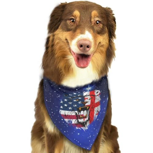 Georgische USA-Flagge, Georgia, Löwengesicht, weiches Hunde-Bandana, Schal, Dreieckstuch, Haustier-Zubehör für Hunde und Katzen92 von Anceky