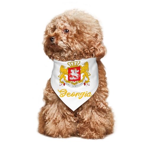 Großes Wappen von Georgia, Welpen-Halstuch, Hunde- und Katzenhalstücher, Sommer-Hundeschal für kleine, mittelgroße und große Hunde, atmungsaktiv, weich, bequem, Haustierbekleidung, Zubehör, 30 x 70 cm von Anceky