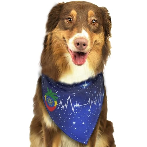 Herzschlag der Äthiopien-Flagge für äthiopischen Stolz, weiches Hunde-Bandana, Dreieckstuch, Haustier-Zubehör für Hunde und Katzen23 von Anceky