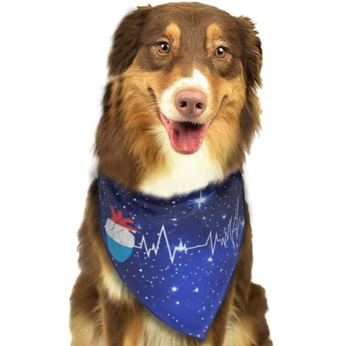 Herzschlag der Luxemburger Flagge für luxemburgischen Stolz, weiches Hundehalstuch, Dreieckstuch, Haustierzubehör für Hunde und Katzen94 von Anceky