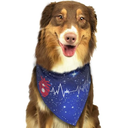Herzschlag der Nepal-Flagge für nepalesischen Stolz, weiches Hunde-Bandana, Dreieckstuch, Haustier-Zubehör für Hunde und Katzen74 von Anceky
