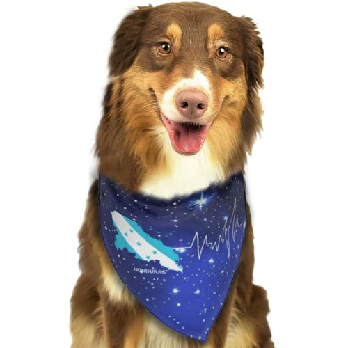 Honduranische Flagge, Landkarte, Umriss, Herzschlag, Honduras, weiches Hunde-Bandana, Schal, Dreieckstuch, Haustier-Zubehör für Hunde und Katzen, 80 von Anceky