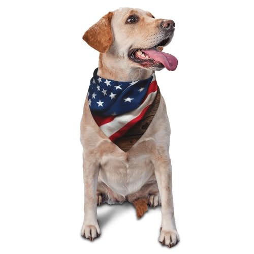 Hundehalstuch, Dreieckstuch, Haustierlätzchen für den täglichen Gebrauch und als Geburtstagsgeschenk für Katzen und Hunde, rustikales Holz mit amerikanischer Flagge Hundehalstuch, Dreieckstuch, Haustierlätzchen für den täglichen Gebrauch und als Geburtstagsgeschenk für Katzen und Hunde, rustikales Holz mit amerikanischer Flagge von Anceky