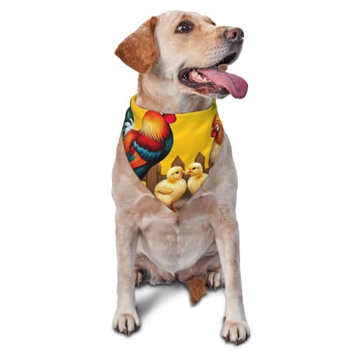 Hundehalstuch, Dreieckstuch, Haustierlätzchen für den täglichen Gebrauch und als Geburtstagsgeschenk für Katzen und Hunde – Die Hühnerfamilie von Anceky