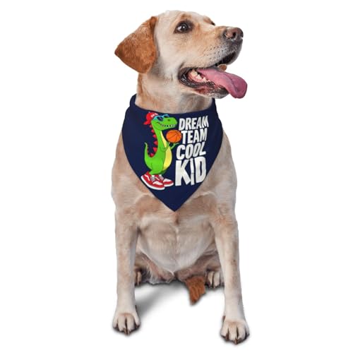 Hundehalstuch, Dreieckstuch, Haustierlätzchen für den täglichen Gebrauch und als Geburtstagsgeschenk für Katzen und Hunde – Dinosaurier-Basketballspieler von Anceky