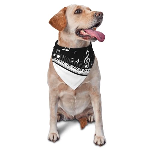 Hundehalstuch, Dreieckstuch, Haustierlätzchen für den täglichen Gebrauch und als Geburtstagsgeschenk für Katzen und Hunde – Klaviertasten mit Musiknoten von Anceky