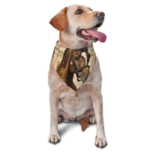 Hundehalstuch, Dreieckstuch, Haustierlätzchen für den täglichen Gebrauch und als Geburtstagsgeschenk für Katzen und Hunde – Musikalisches Pferd, Vintage-Collage von Anceky