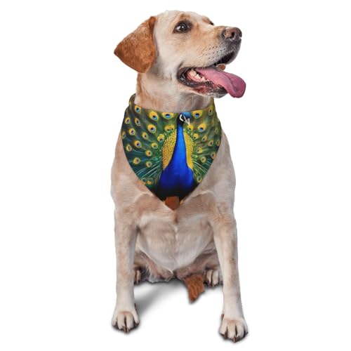 Hundehalstuch, Dreieckstuch, Haustierlätzchen für den täglichen Gebrauch und als Geburtstagsgeschenk für Katzen und Hunde – Pfauen 2 von Anceky