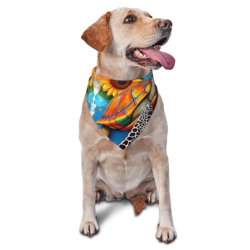 Hundehalstuch, Dreieckstuch, Haustierlätzchen für den täglichen Gebrauch und als Geburtstagsgeschenk für Katzen und Hunde – Sonnenblumenschildkröte von Anceky